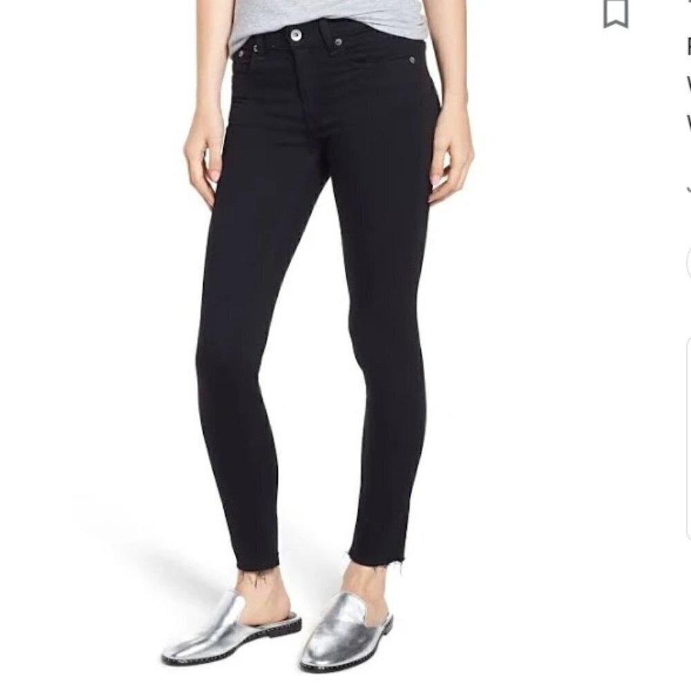 Rag & bone women US 29 black jeans ankle skinny raw hem zipper fly Modal blend